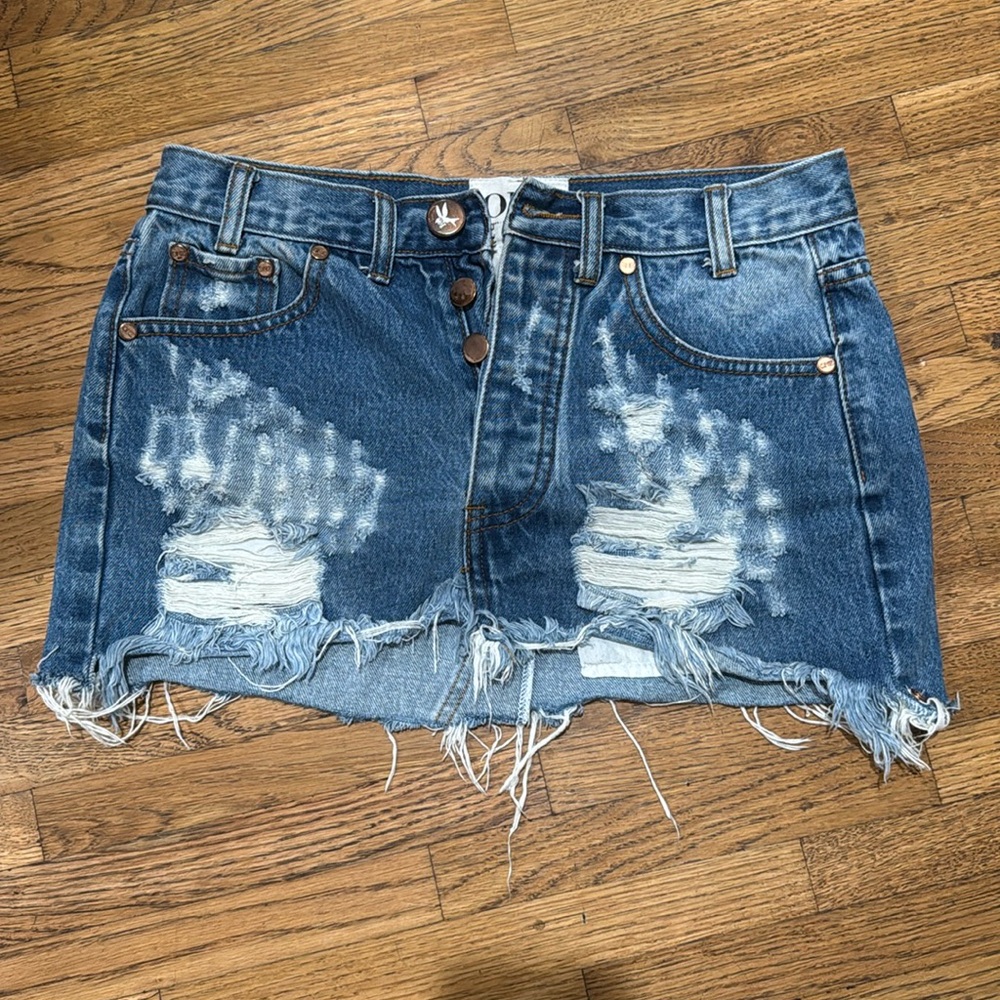 one teaspoon junkyard mini denim skirt